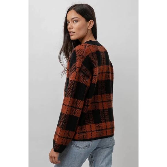 Rails Colleen Sweater Rust Black Plaid Knitwear Size M - Picture 3 of 16